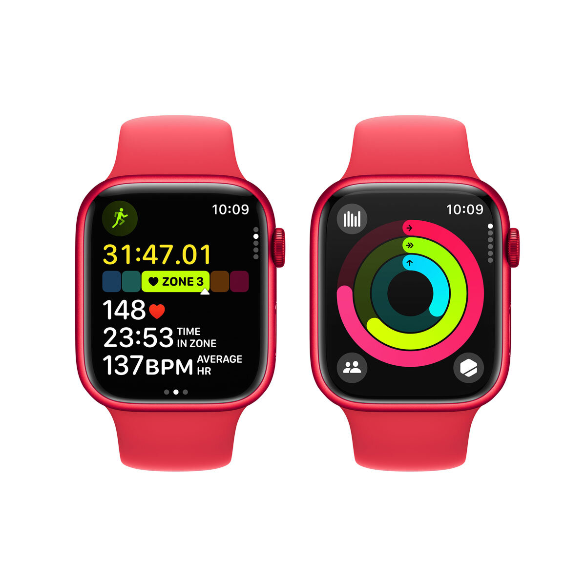 Apple Watch Series 9 GPS, 45mm Product(Red) Aluminium Case with Product(Red) Sport Band M/L, MRXK3QA/A