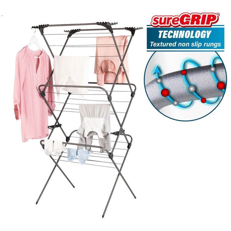 Minky Premium Sure Grip 3 Tier Clothing Airer, 21m