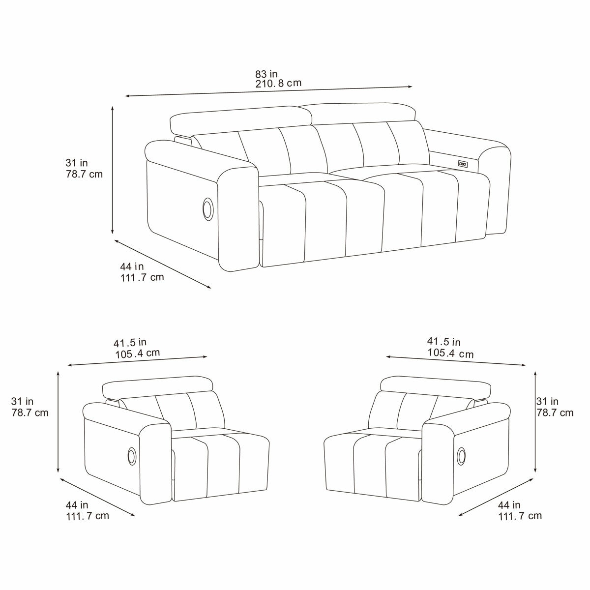 Dallas Cream Leather Power Sliding 3 Seater Sofa
