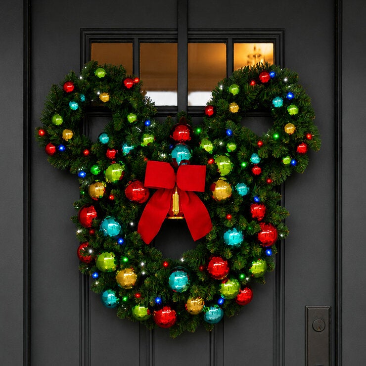 30 Inch Pre-Lit Mickey Figural Christmas Wreath 30 Inch Pre-Lit Mickey Figural Christmas Wreath
