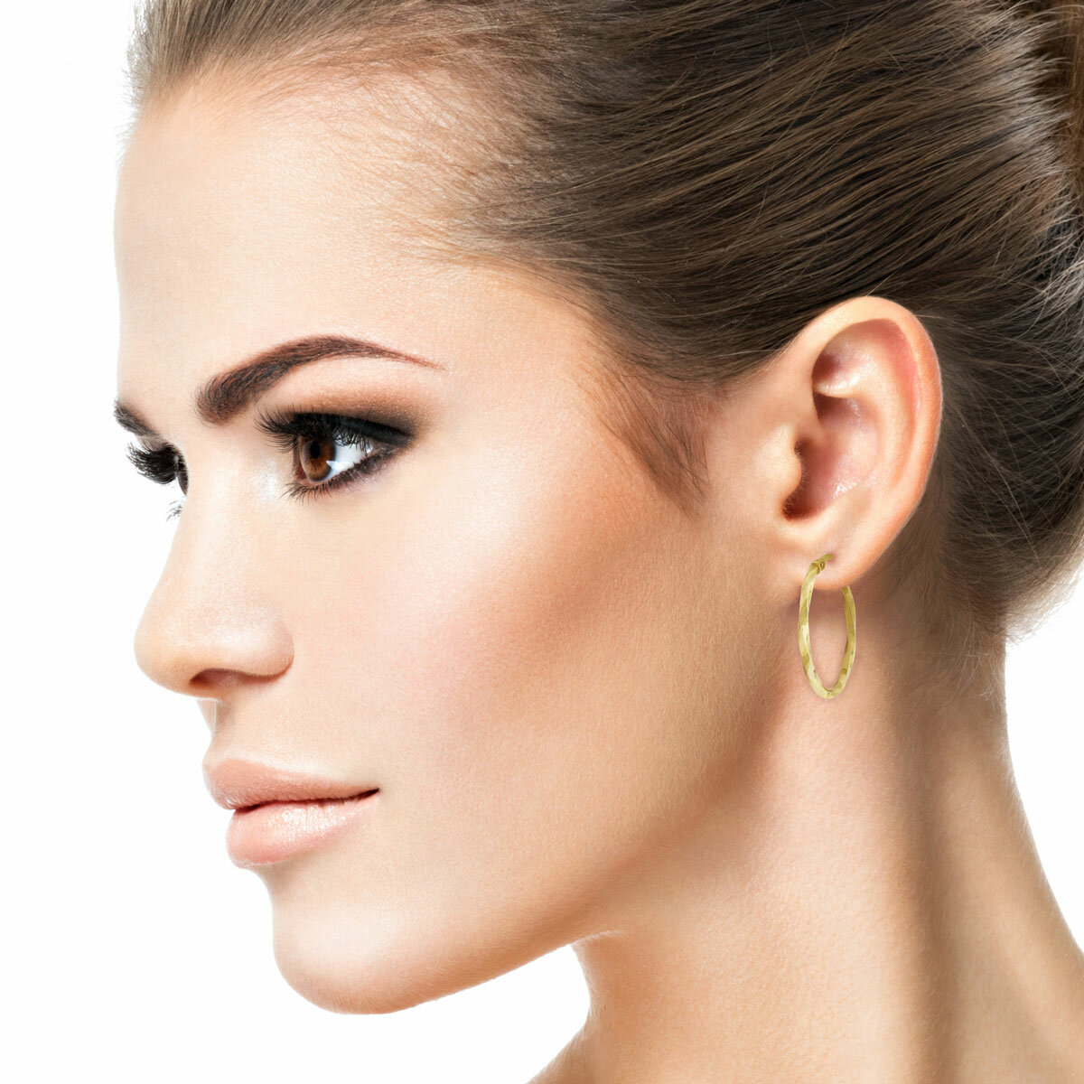 14ct Yellow Gold Twisted Square Hoop Earrings