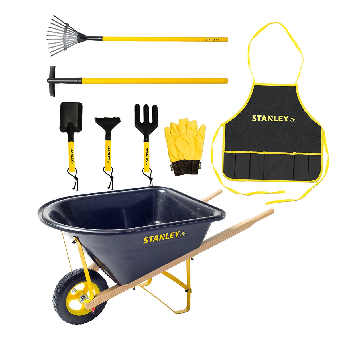 Stanley Jr Wheelbarrow & 7pc Garden Set (3+ Years)