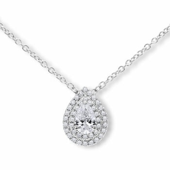 0.58ctw Pear & Round Brilliant Cut Diamond Pendant , 18ct White Gold