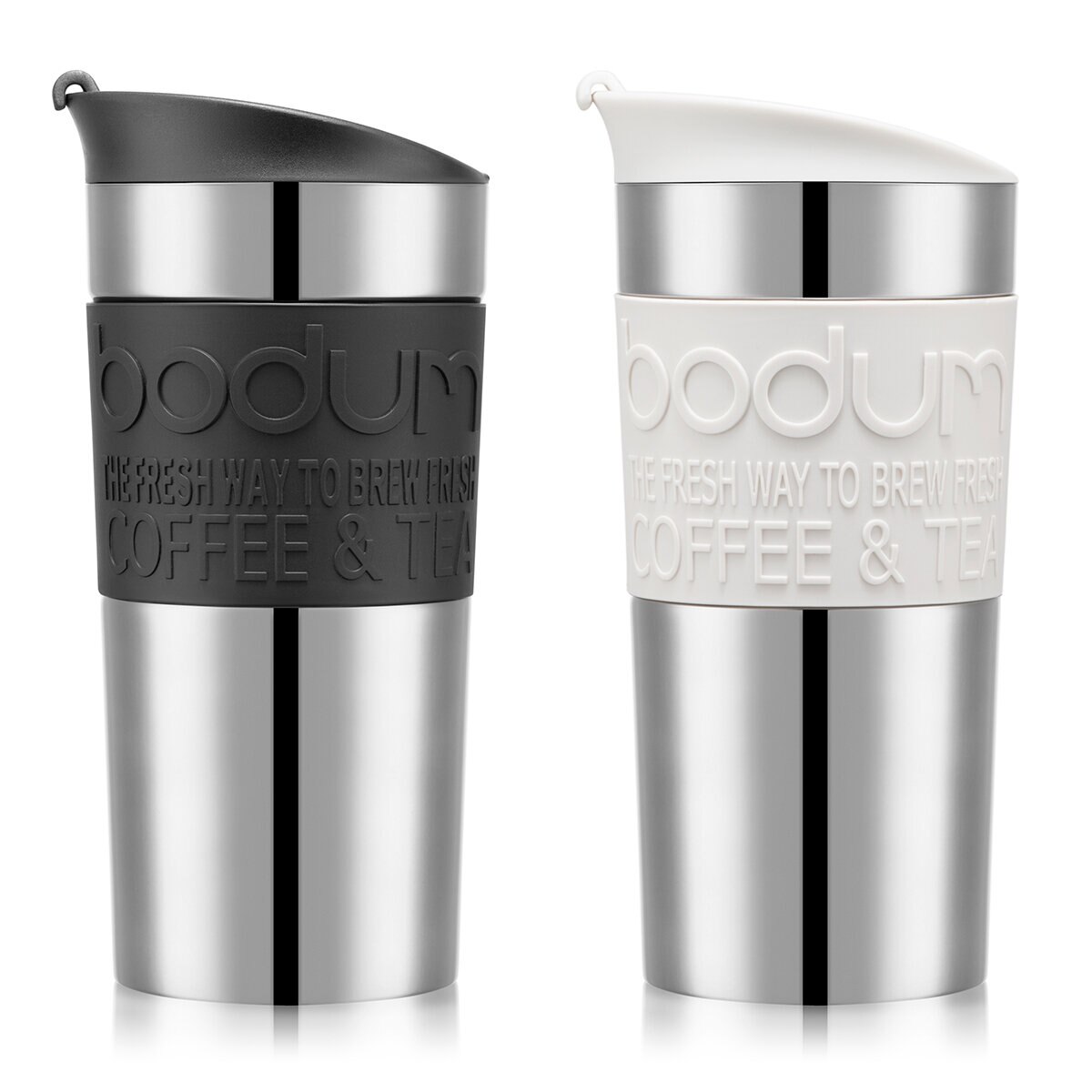 Bodum Stainless Steel Travel Mug (0.35L), 2 Pack in Two Colour Combinations