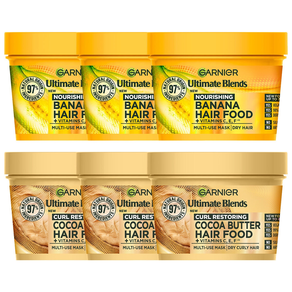 Garnier Ultimate Blends Hair Food Mask, 3 x 400ml, in 2 Options Garnier Ultimate Blends Hair Food Mask, 3 x 400ml, in 2 Options