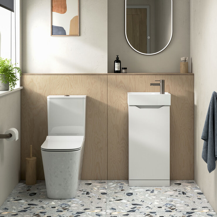 Tavistock Coda Cloakroom Floor Mount With Basin in 2 colours at costco.co.uk
