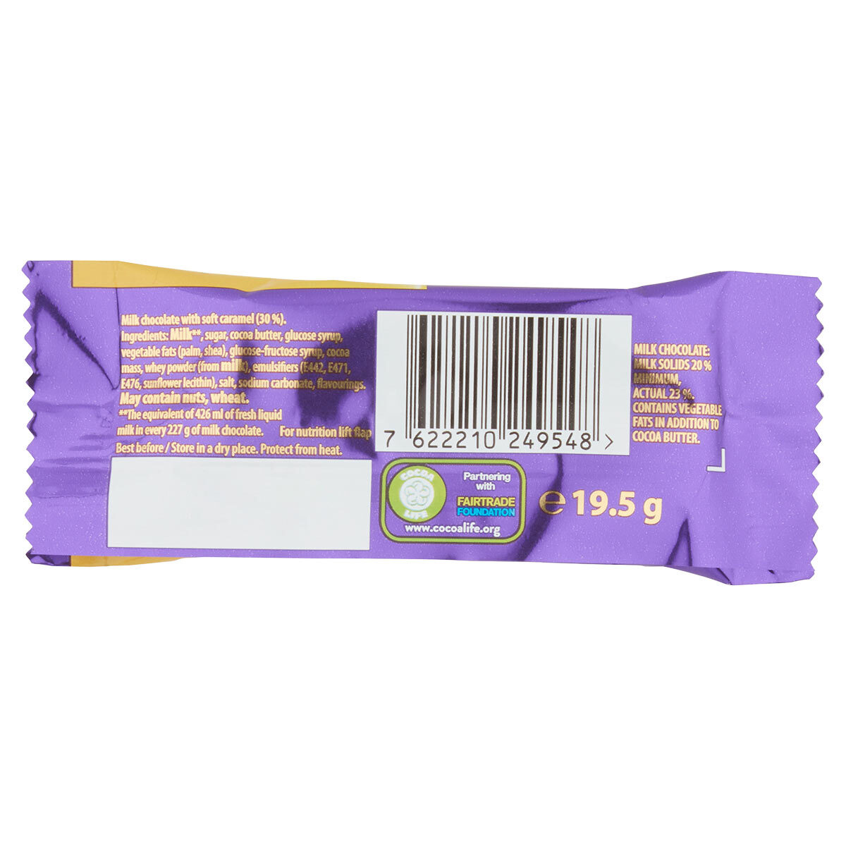 ingredients and nutritional information for caramel freddo