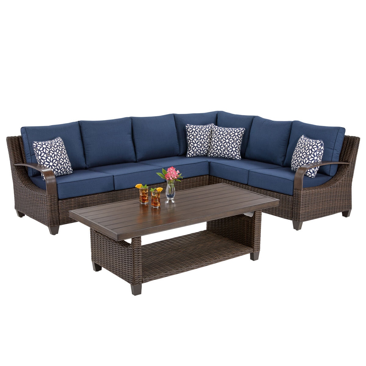 Pacific Casual Belhaven 6 Piece Sectional Patio Set