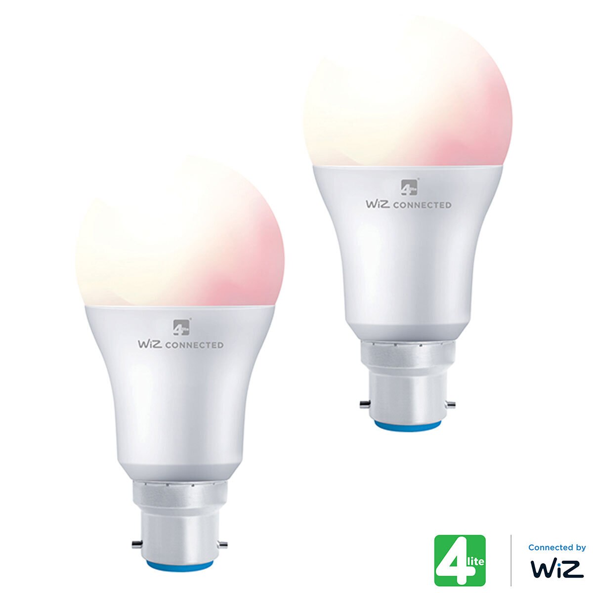 4lite WiZ Connected B22 Colour Smart Bulbs, 2 Pack