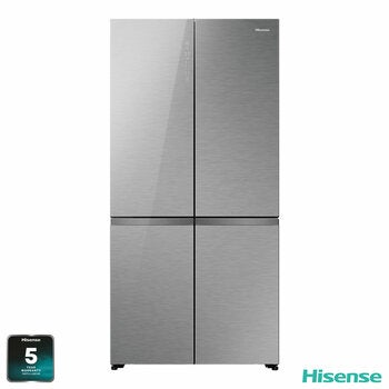 Hisense KitchenFit RQ768N4GVE, Non Plumbed Multidoor Fridge Freezer, E Rated In Silver Glass