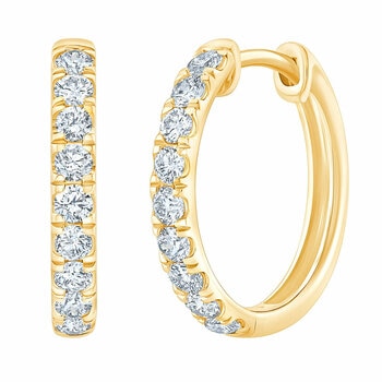 0.50ctw Round Brilliant Cut Diamond Hoop Earrings, 14ct Yellow Gold