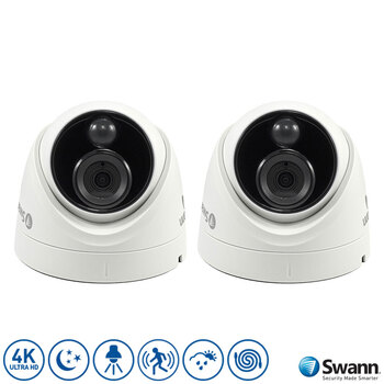 Swann 4K Ultra HD Thermal Sensing Dome Security Camera x 2, SWPRO-4KDOMEPK2