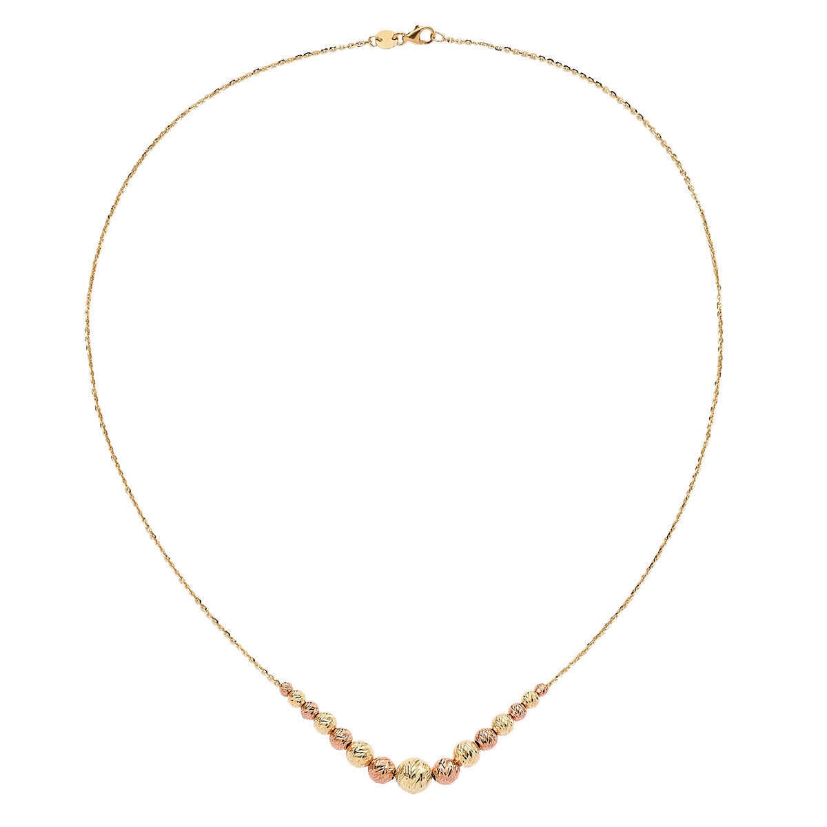 14ct Two-Tone Gold Graduated Beaded Necklace