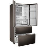 Haier HB18FGSAAA, Multidoor Fridge Freezer, E Rated in Titanium Steel