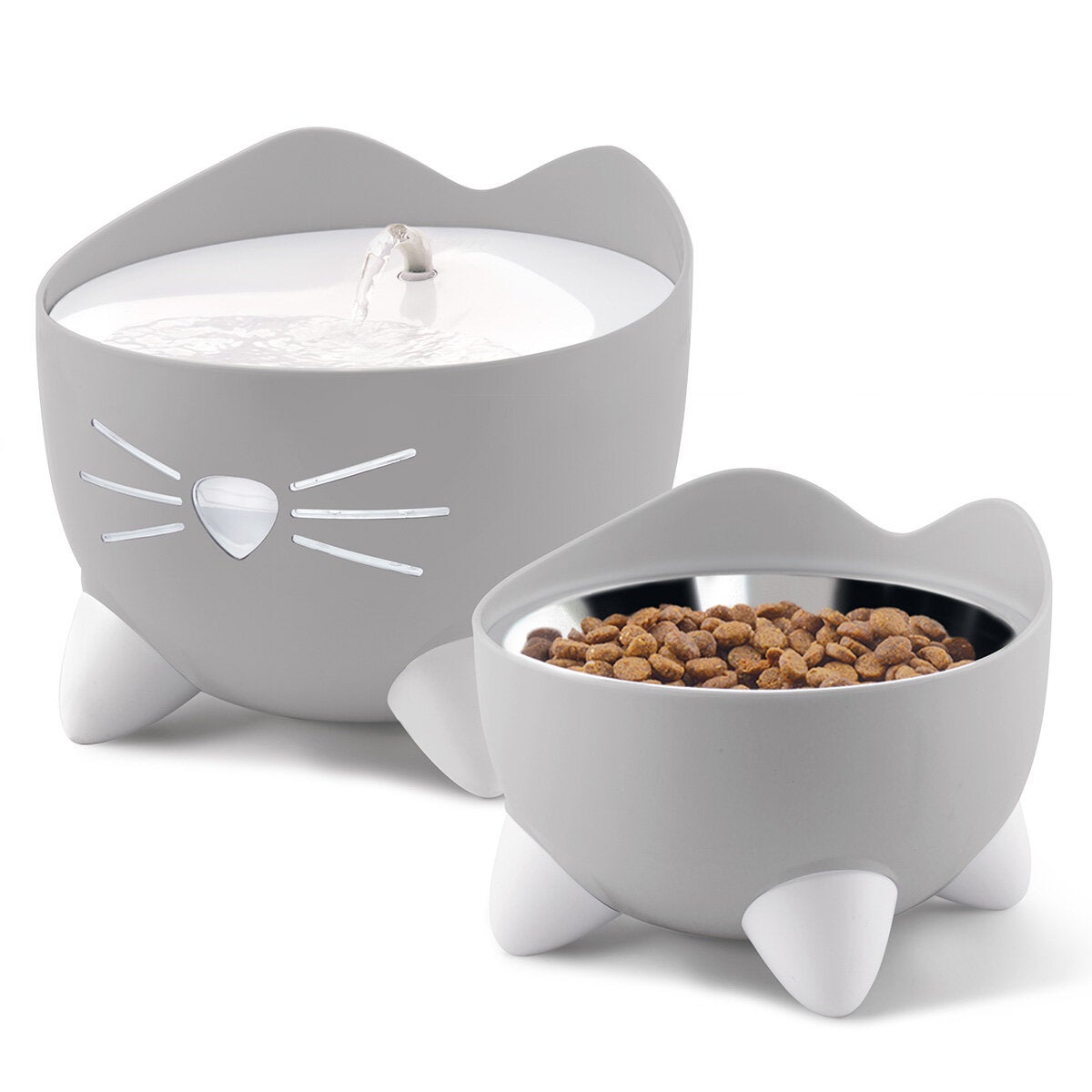 Cat Drinking Fountain with 3 Filters and Elevated Feeding Dish Cat Drinking Fountain with 3 Filters and Elevated Feeding Dish