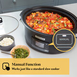 Lifestyle image of crockpot with stew inside