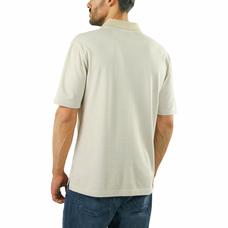 Jachs Mens Lightweight Knit Oxford Polo Shirt in Khaki