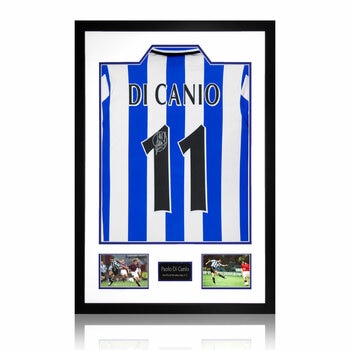 Paolo Di Canio Signed Framed Sheffield Wednesday 1998 Football Home Shirt including 2 Photos