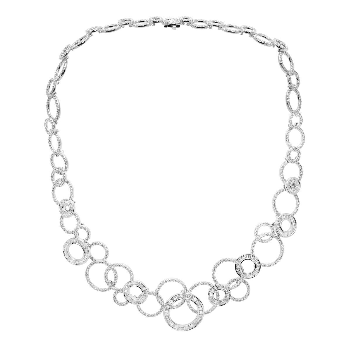 13.63ctw Round Brilliant & Baguette Diamond Necklace, 18ct White Gold