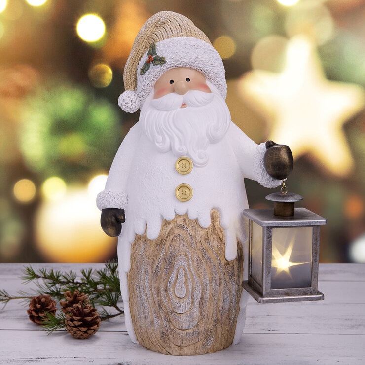 Christmas Santa Woodchip Figures with LED Lanterns Christmas Santa Woodchip Figures with LED Lanterns