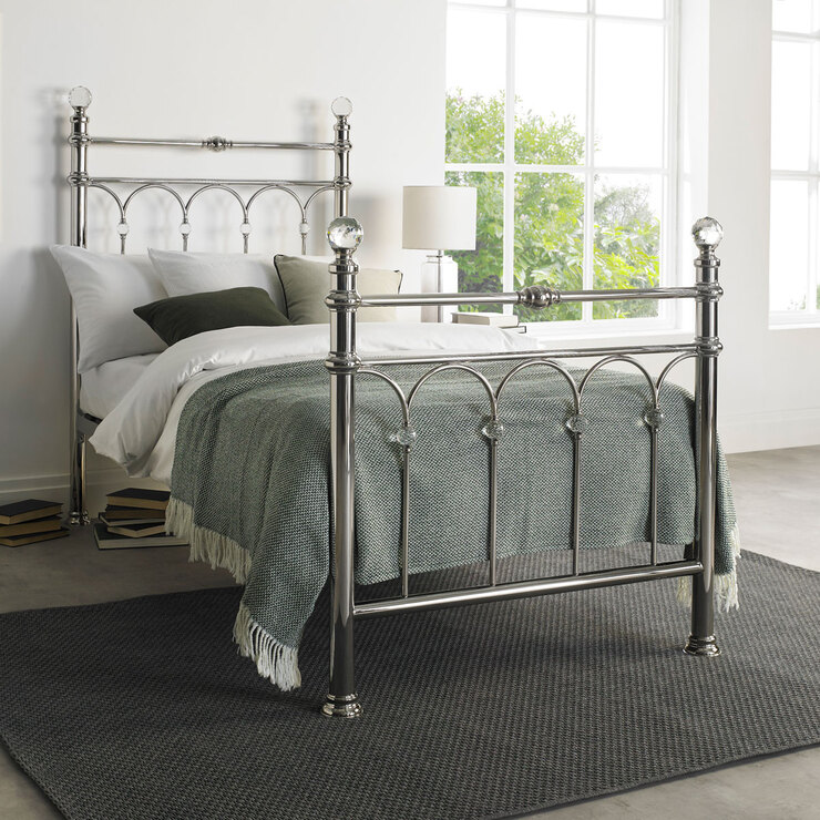 Bentley Cristina Shiny Nickel Finish Metal Bed Frame, Single Costco UK