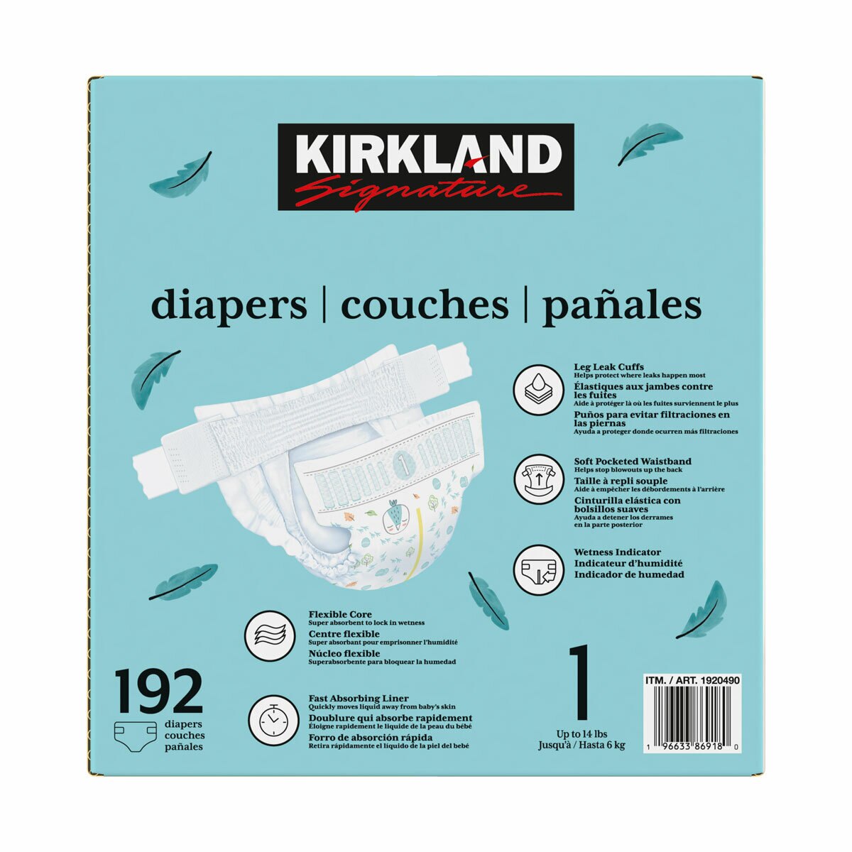 image of kirland signature size 1 nappies box