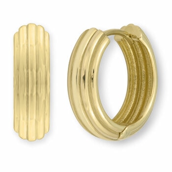 14ct Yellow Gold Fluted Textured Hoop Earrings