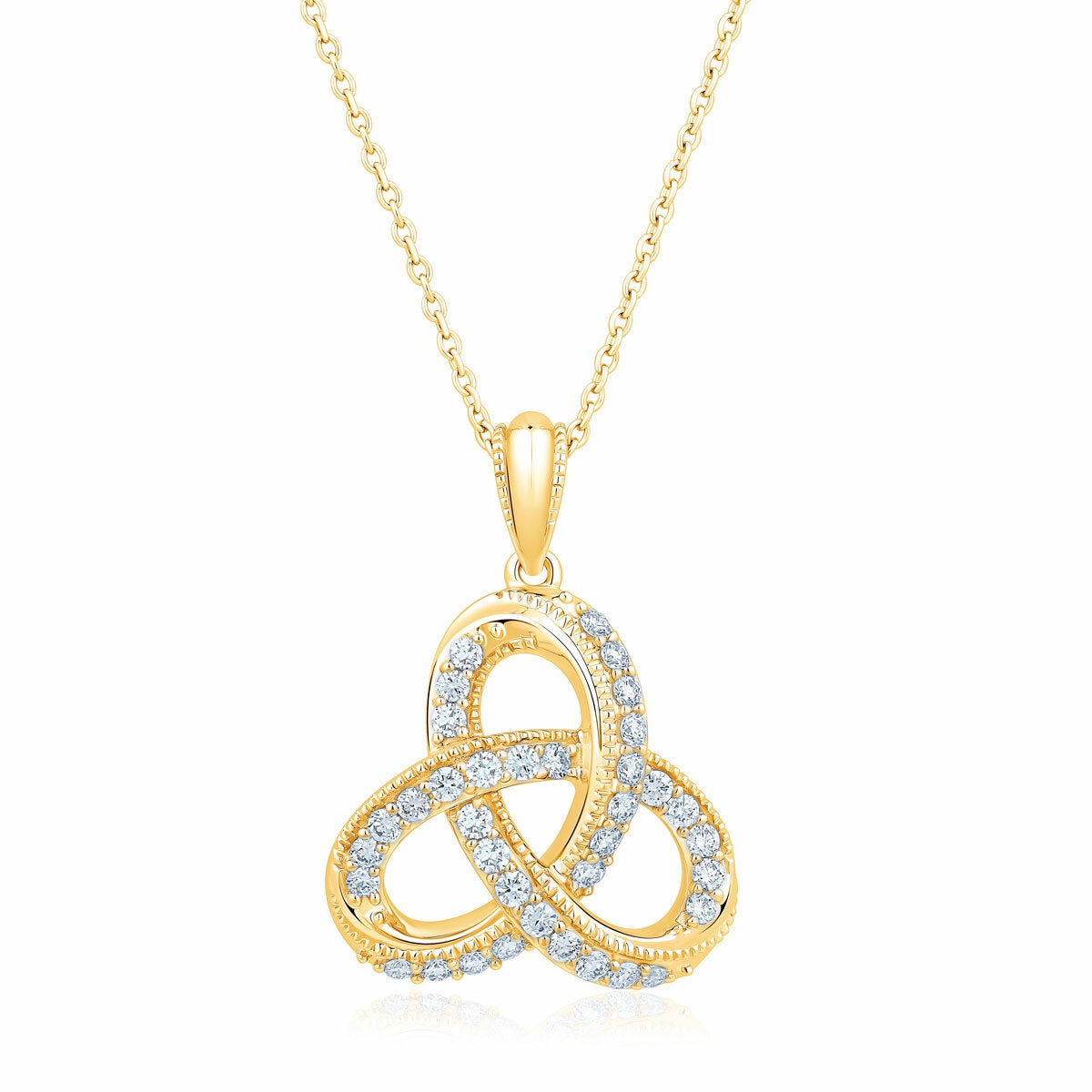 0.34ctw Round Brilliant Cut Diamond Knot Pendant, 14ct Yellow Gold 0.34ctw Round Brilliant Cut Diamond Knot Pendant, 14ct Yellow Gold