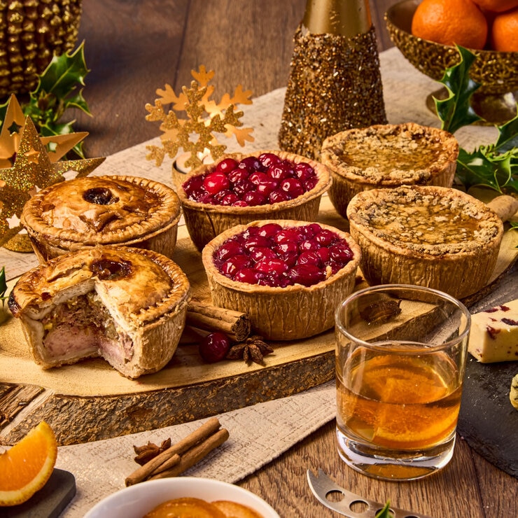 Christmas Pork Pies on Dinner Table Christmas Pork Pies on Dinner Table