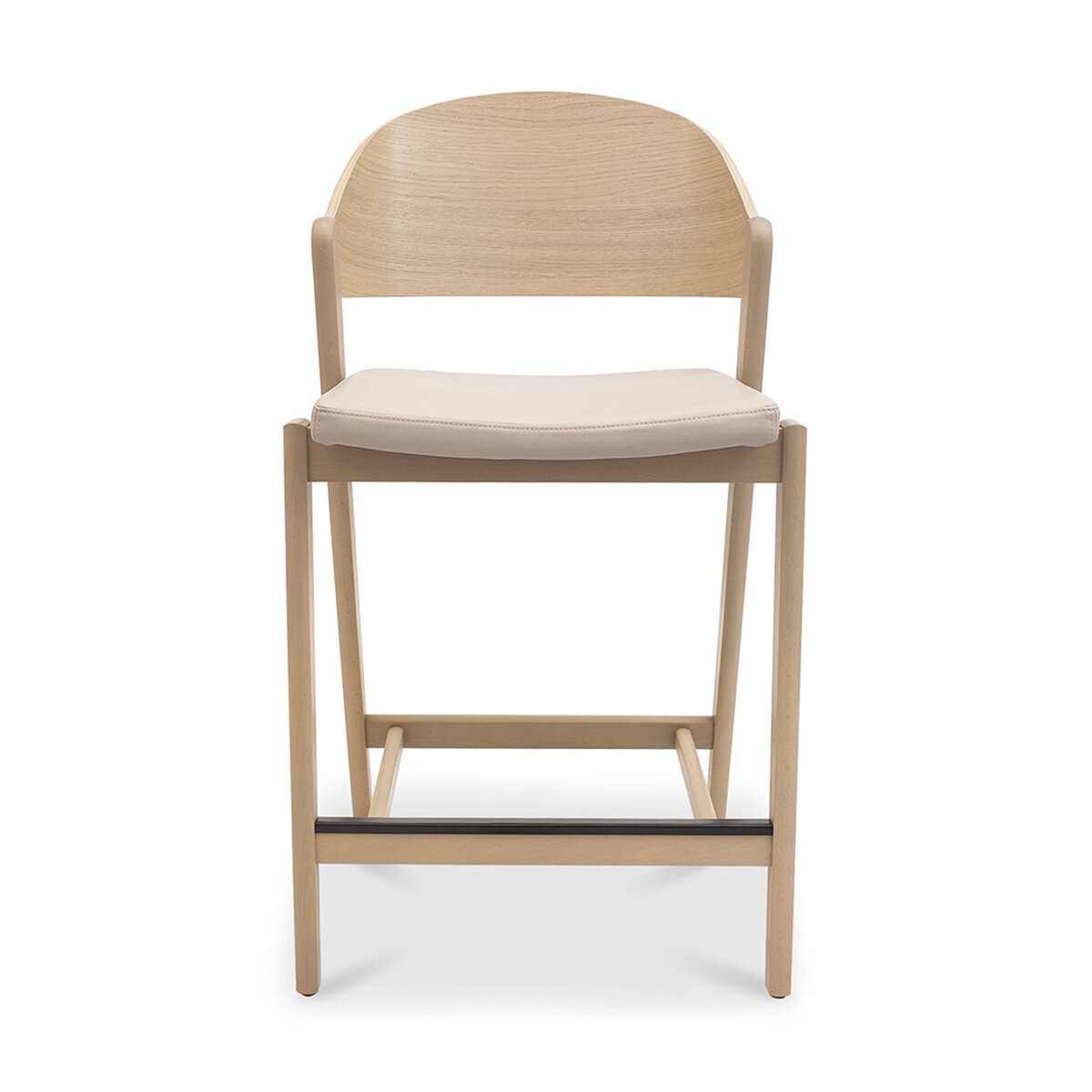 Bentley Designs Vega Scandi Light Oak Beige Leather Bar Stool Bentley Designs Vega Scandi Light Oak Beige Leather Bar Stool