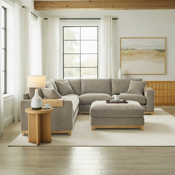 Aiden & Ivy Hawthorne Brown Fabric 4 Piece Corner Sofa