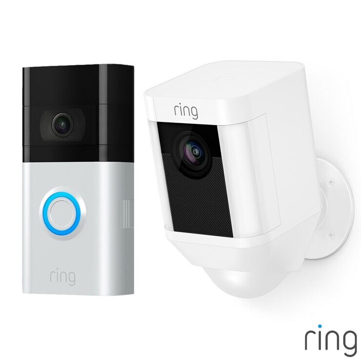 Ring Video Doorbell 3 with Ring Battery Spotlight Cam in White Costco UK