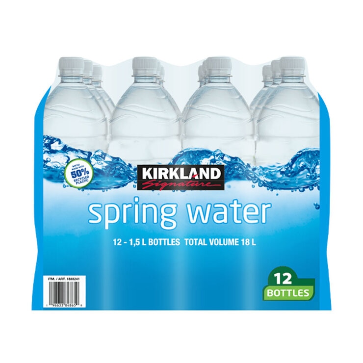 Kirkland Signature Spring Water, 12 x 1.5L