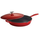 Tramontina Enamel Cast Iron Saute Pan with Lid, 30cm / 3.25L in Red