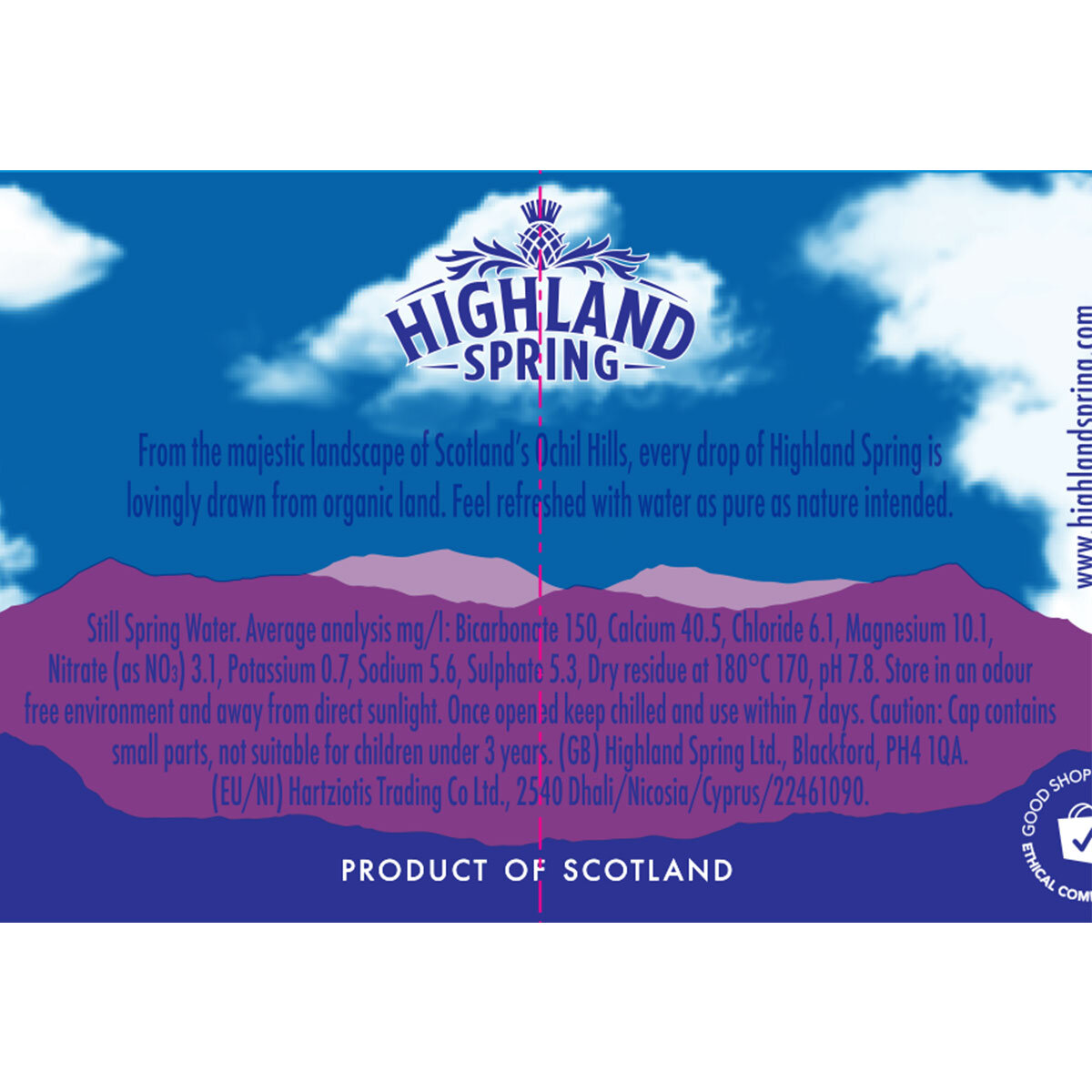 Highland Spring Still Spring Water, 20 x 750ml