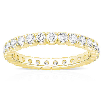 1.00ctw Round Brilliant Cut Claw Set Eternity Ring, 18ct Yellow Gold in 6 Sizes