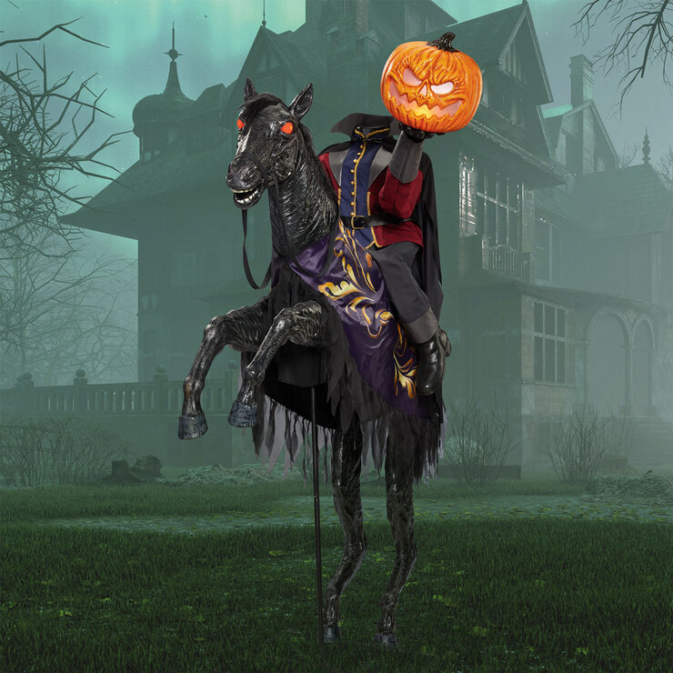 Halloween 7ft 2 Inches (2.2m) Animated Headless Horseman with Lights and Sounds