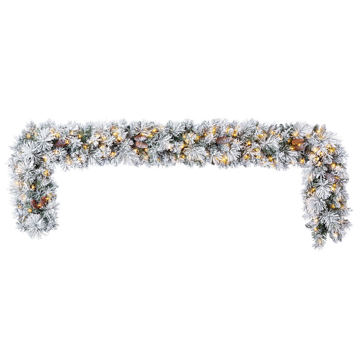 9ft (2.7m) Pre-lit Flocked Glitter Christmas Garland with 150 Colour changing LED Lights