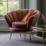 Genoa Rose Pink Velvet Armchair