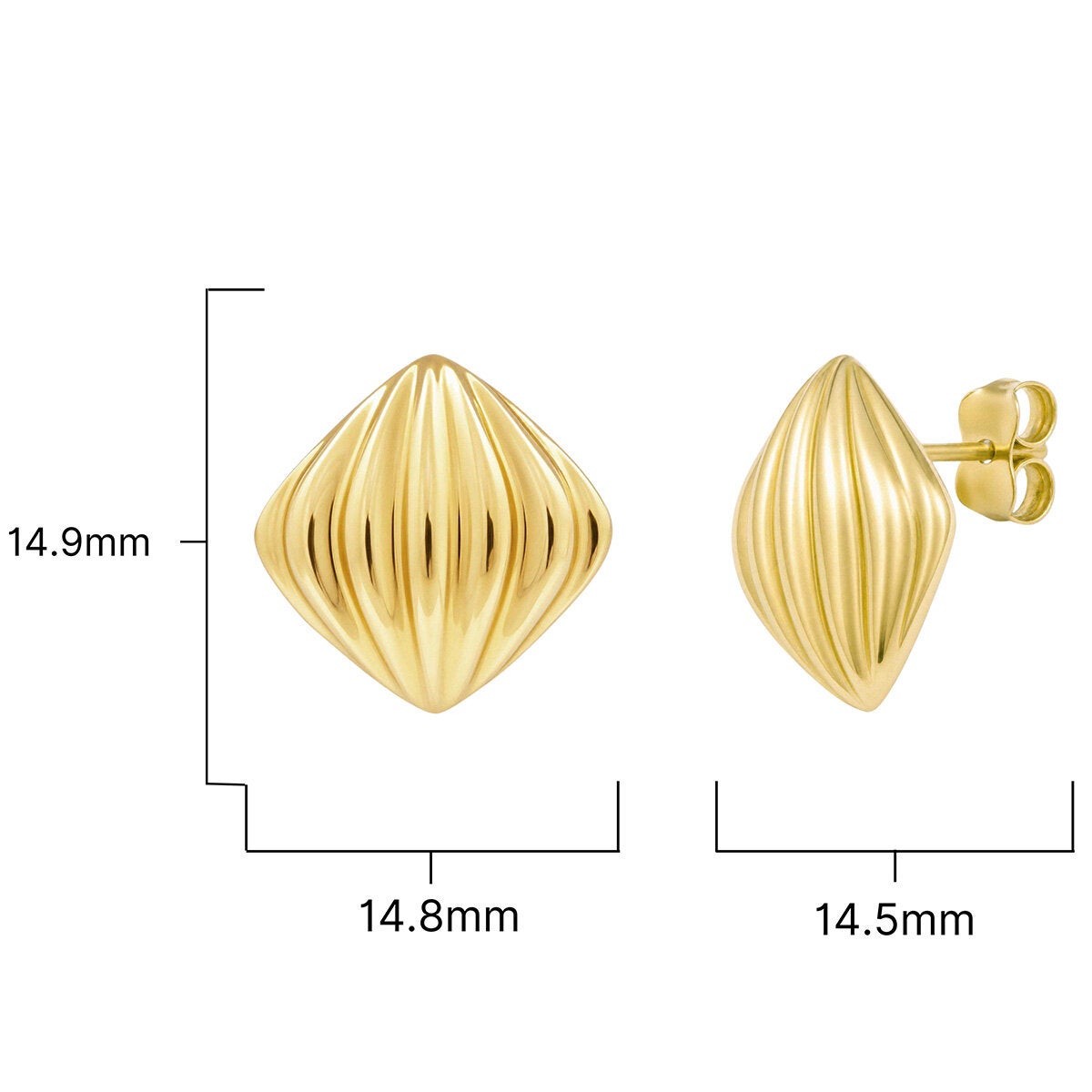 14ct Yellow Gold Textured Cushion Stud Earrings 14ct Yellow Gold Textured Cushion Stud Earrings