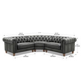 Line Drawing of New Allington Grey Leather Chesterfield Corner Sofa