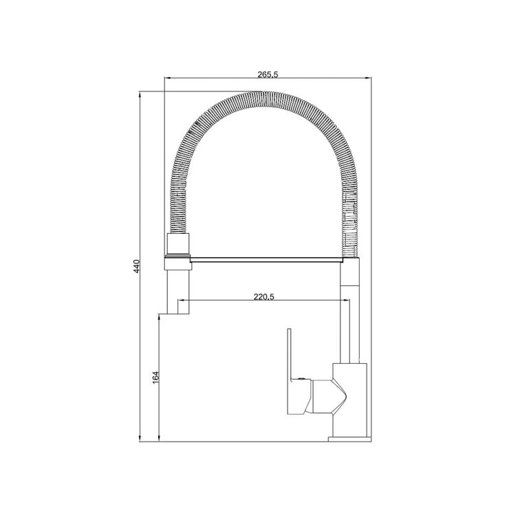 Line drawing of tap with dimensions