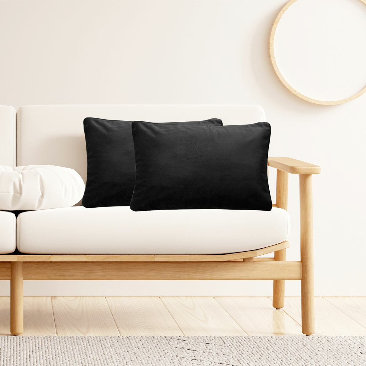 Sutton Place Collection Black Velvet Cushion 2 Pack, 35 x 55 cm