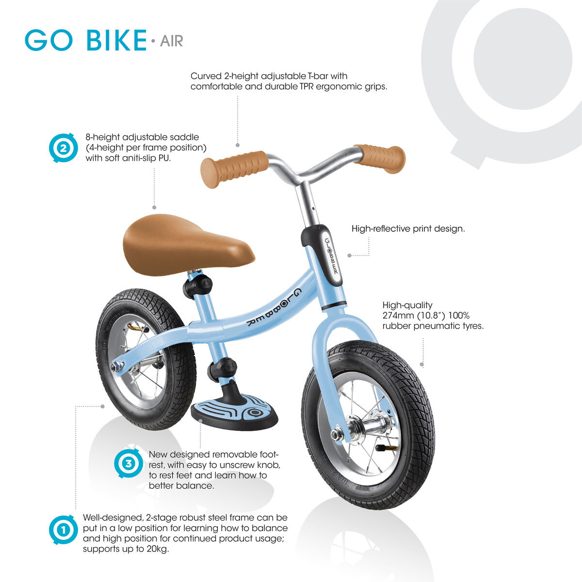 Buy Globber Go Bike Air Pastel Blue Information Image at Costco.co.uk