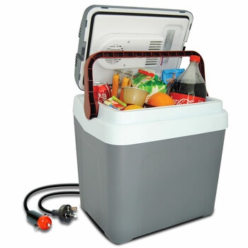 Koolatron 12V Electric Cooler 24L, Cool/Warm Box with Adjustable Strap in Grey