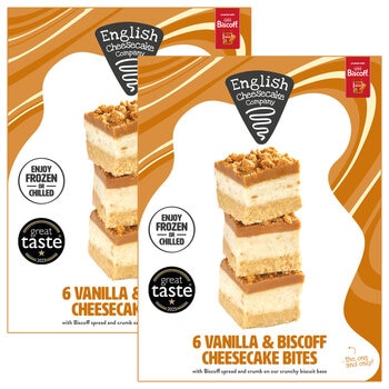 English Cheesecake Co Vanilla & Lotus Biscoff Cheesecake Bites, 2 x 6 Pack