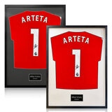 Mikel Arteta Signed Framed Arsenal Football Shirt in 2 Options: White or Black Mount Mikel Arteta Signed Framed Arsenal Football Shirt in 2 Options: White or Black Mount
