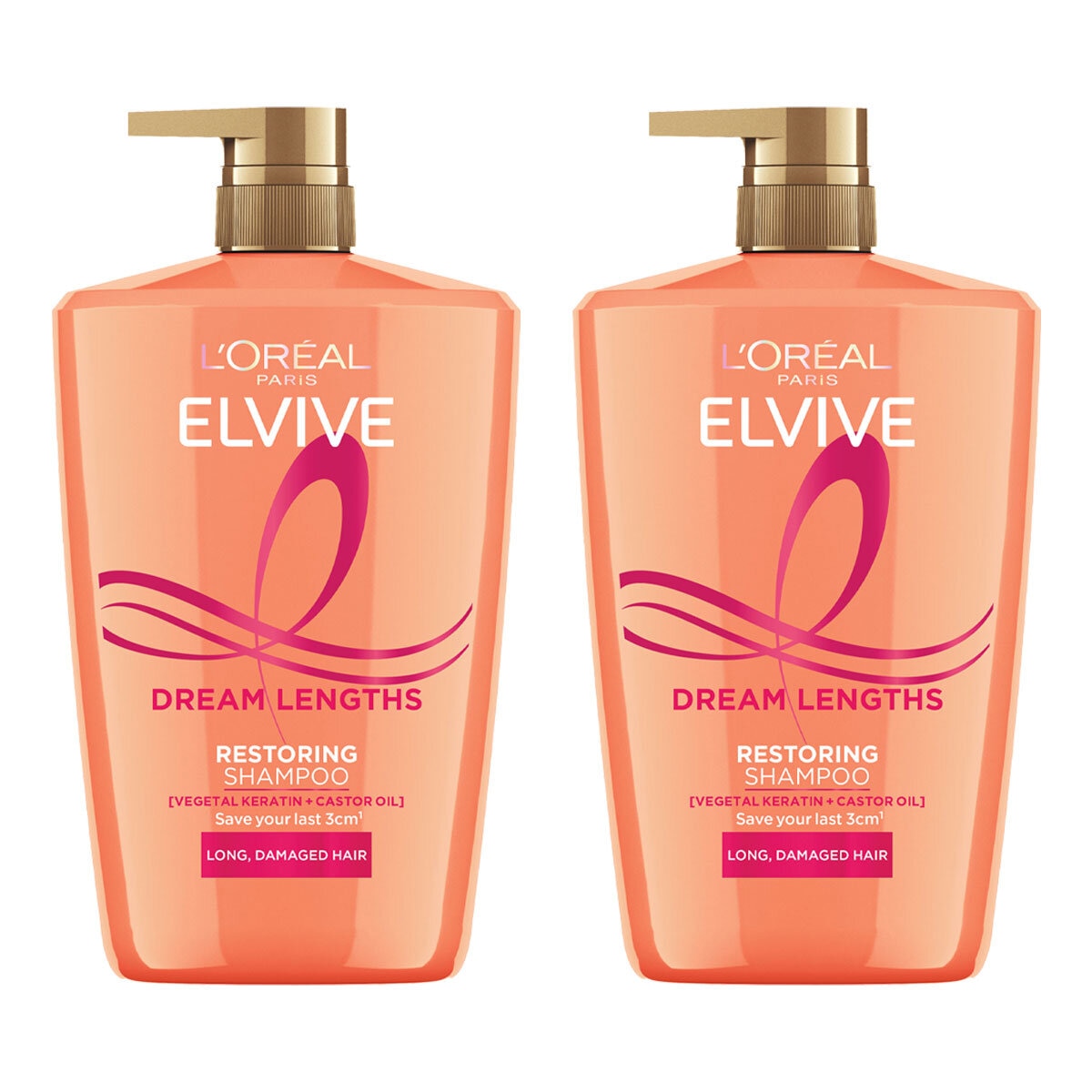 Loreal Elvive Dream Lengths Shampoo, 2 x 1L