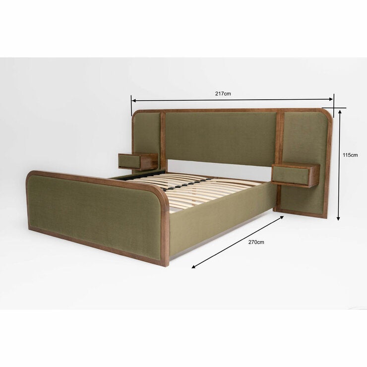 Travis Bed Green Velvet Bed Frame, King Size