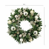 30 inch (76cm) Pre-Lit Decorated Wreath with 50 LED Lights in Metallic 30 inch (76cm) Pre-Lit Decorated Wreath with 50 LED Lights in Metallic